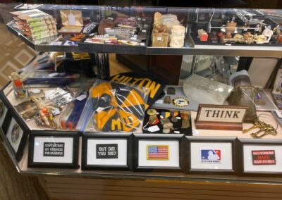 Display desk with collectables at Cheetah-Lu, Chesterfield, MO